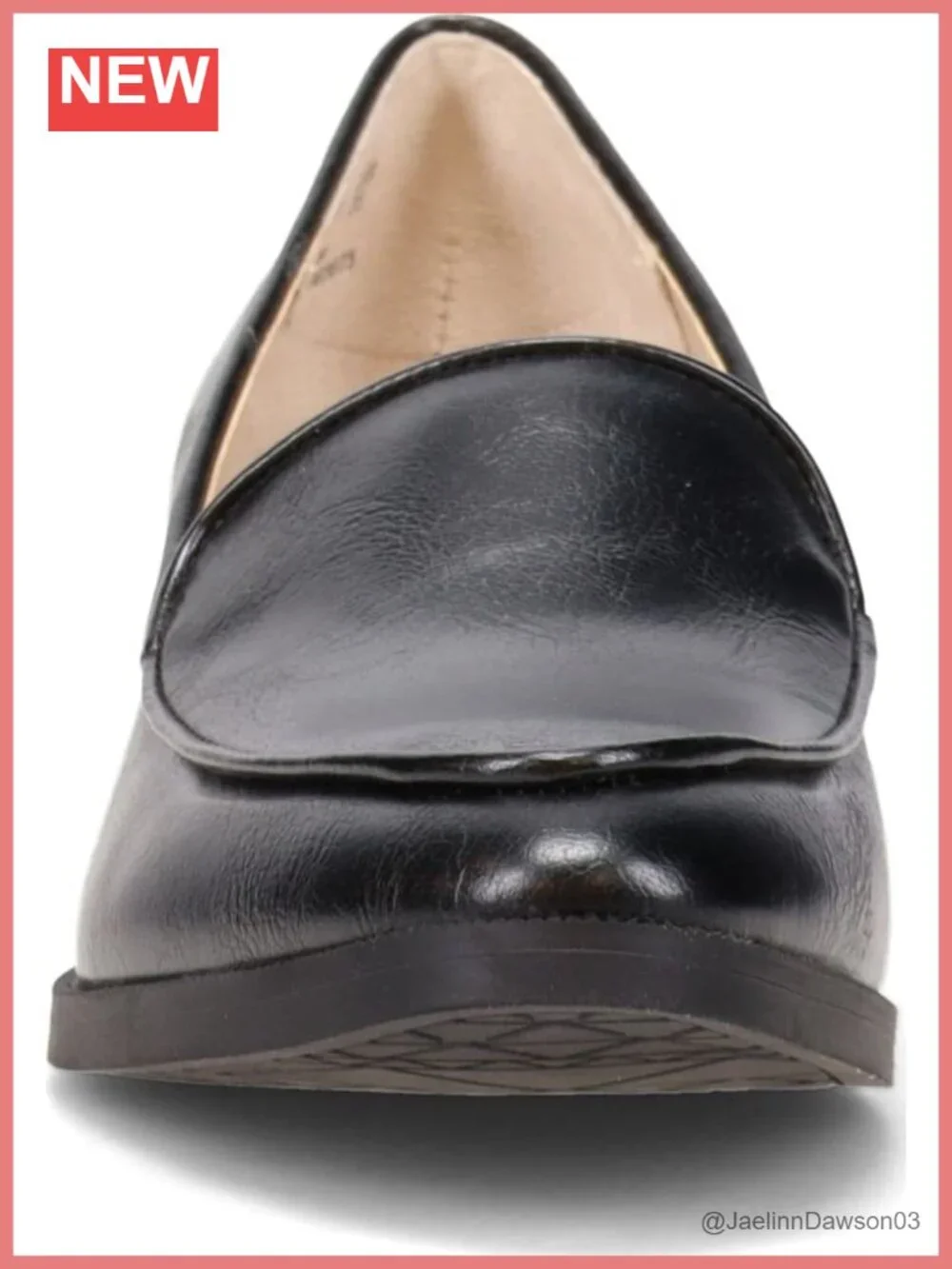 Faux Leather Block Heel Loafer Slip-On Comfort Shoes